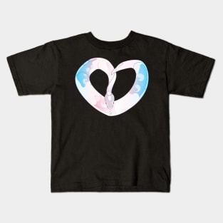 Ball Python Heart (Trans Pride Design) Kids T-Shirt